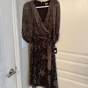 DKNY brown leopard print dress